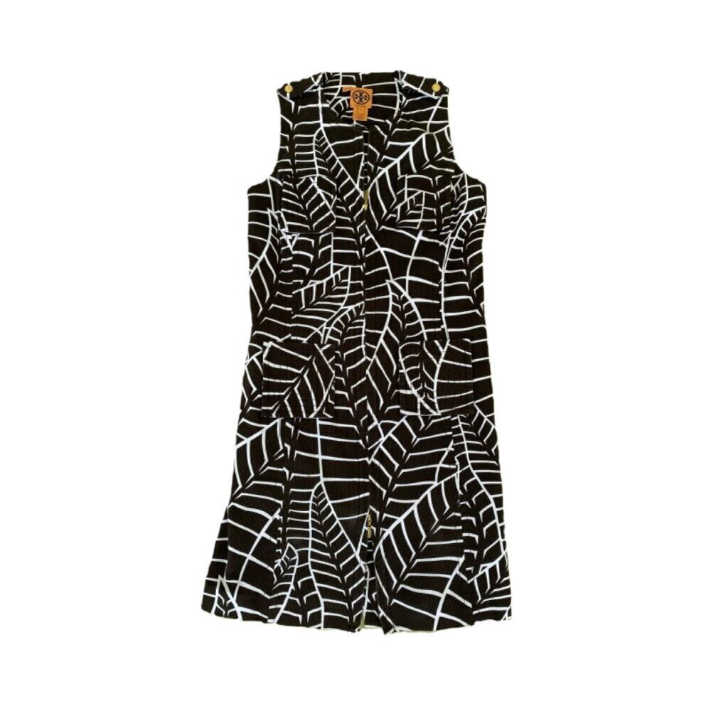 Tory Burch Cream Dress with Brown Leaf Print